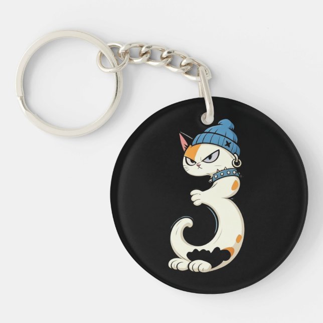 Link & Share Graffiti Calico Cat - Number 3 Keychain (Front)
