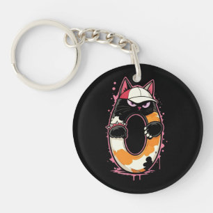 Link & Share  Number ZERO Calico Cat Keychain