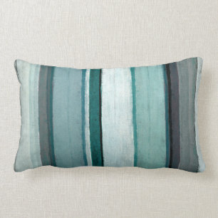 'Link' Teal and Grey Abstract Art Lumbar Pillow