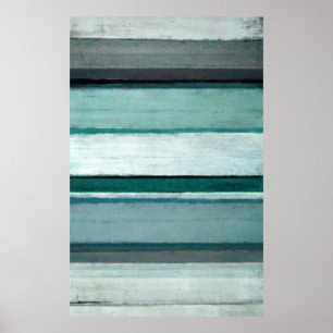 'Link' Teal and Grey Abstract Art Poster