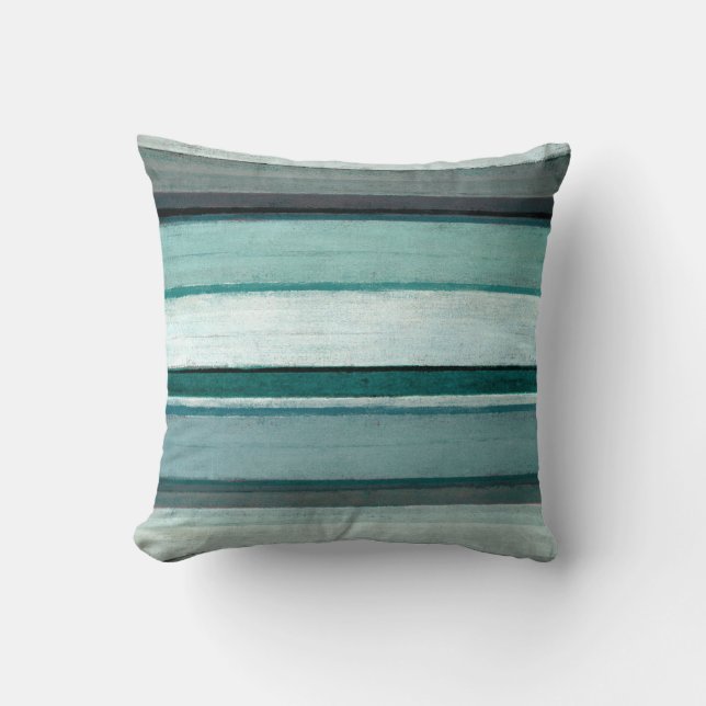 'Link' Teal and Grey Abstract Art Throw Pillow (Front)