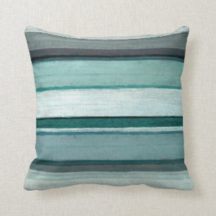 'Link' Teal and Grey Abstract Art Throw Pillow
