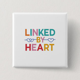 Linked by heart 2 inch square button