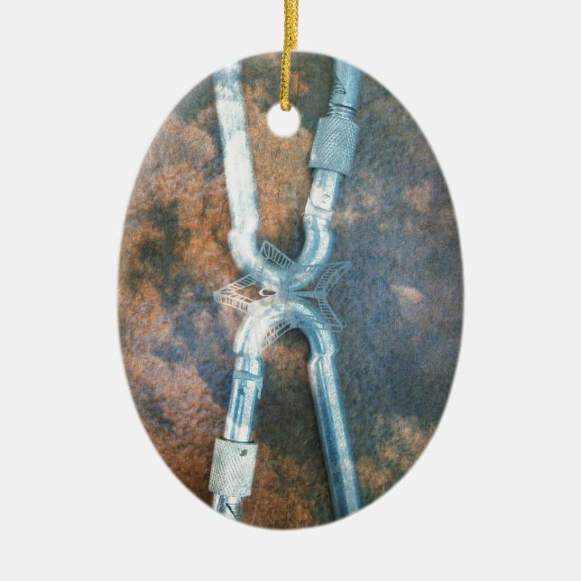 Linked Carabiners Art Print Ceramic Ornament (Front)