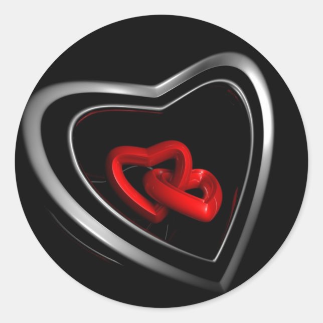 Linked Hearts Classic Round Sticker (Front)