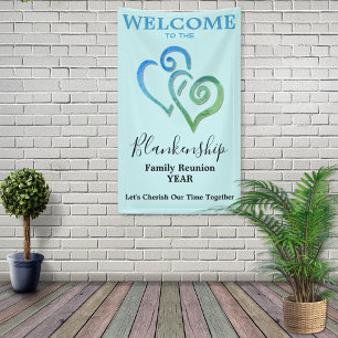 Linked Hearts Family Reunion Vertical Template Banner