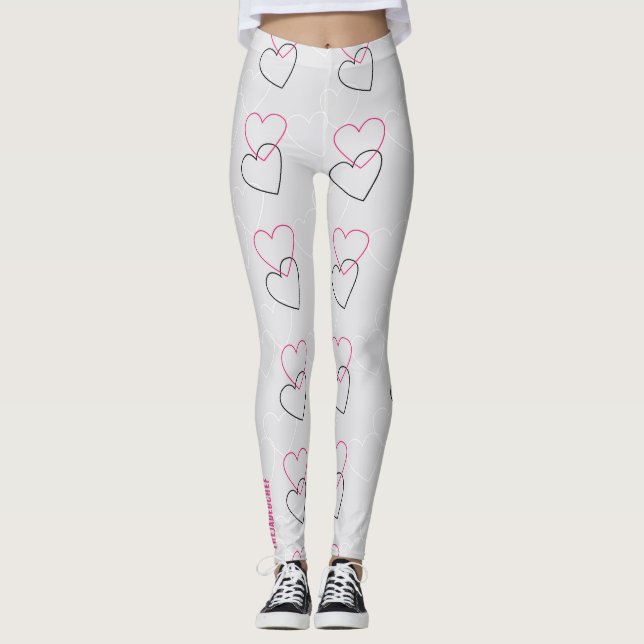 Linked Hearts: Minimalist Outline Leggings (Front)