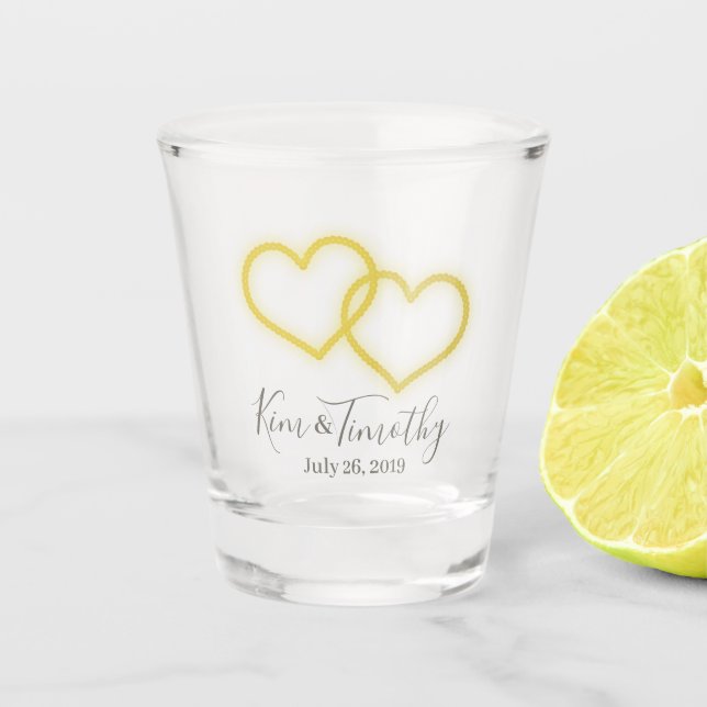 Linked Hearts  - Personalized Shot Glass (Front)