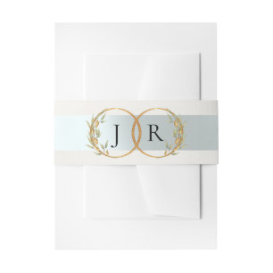 Linked Leaf Monogram - Cream Invitation Belly Band