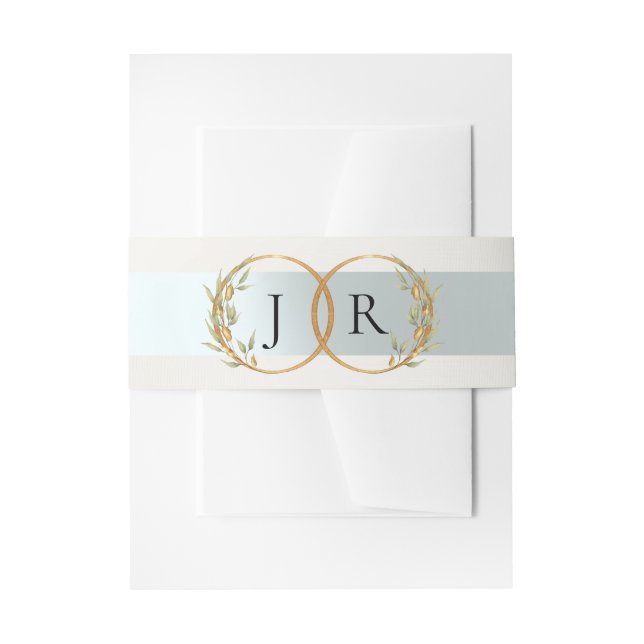Linked Leaf Monogram - Cream Invitation Belly Band (Front Example)