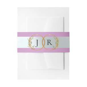 Linked Leaf Monogram - Lavender Invitation Belly Band