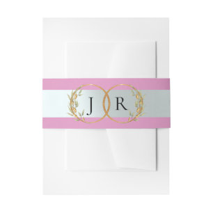 Linked Leaf Monogram - Rose Pink Invitation Belly Band