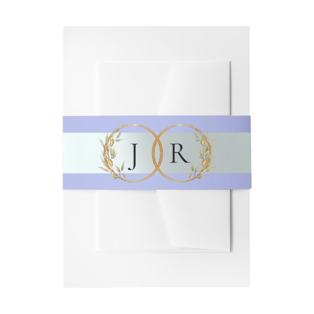 Linked Leaf Monogram - Sky Blue Invitation Belly Band (Front Example)