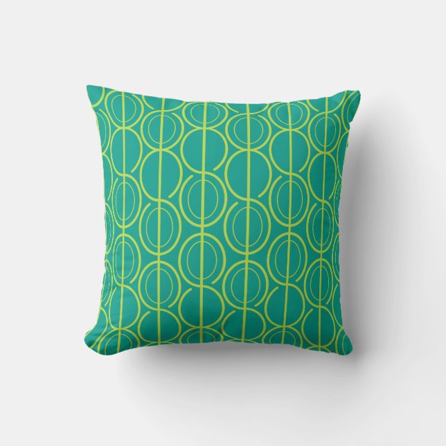 Linked oval line pattern lime & green pillow (Front)