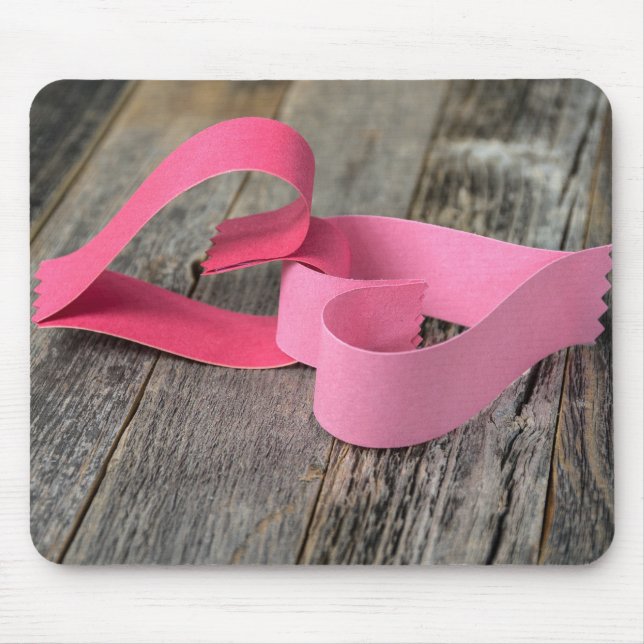 Linked Paper Hearts on Wood Mouse Pad (Front)