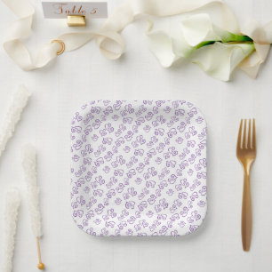 Linked Purple Heart Pattern Over White Napkins Paper Plate