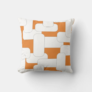 Linked White & Orange Throw Pillow