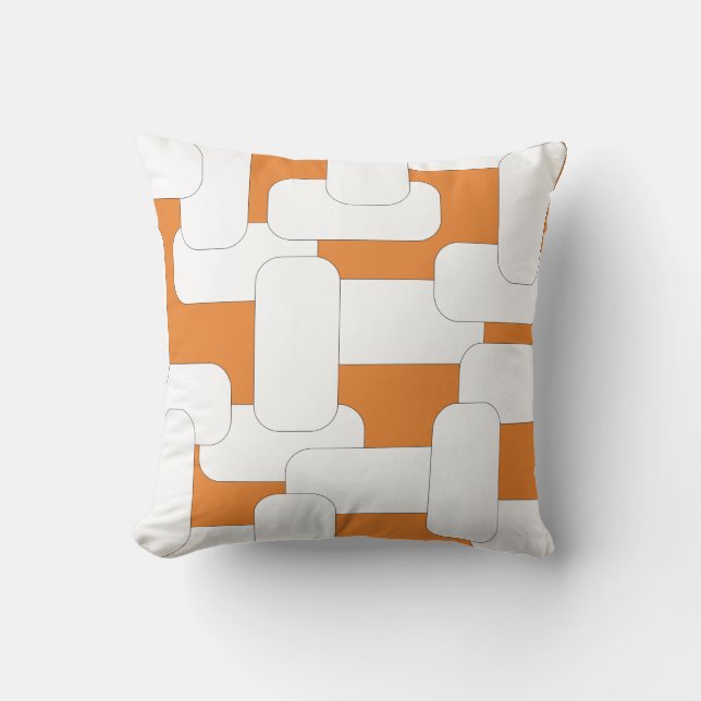 Linked White & Orange Throw Pillow (Front)