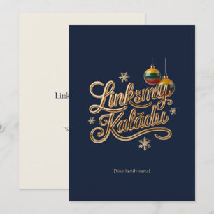 Linksmų Kalėdų Lithuanian Gold Christmas Card
