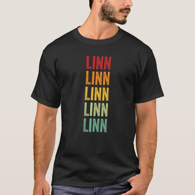 Linn County Kansas Rainbow Text T-Shirt (Front)