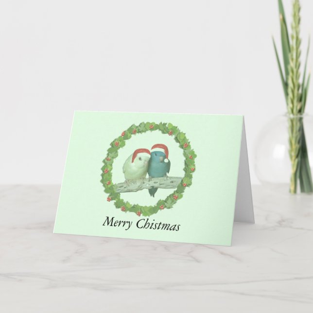Linnie Christmas wreath Holiday Card (Front)