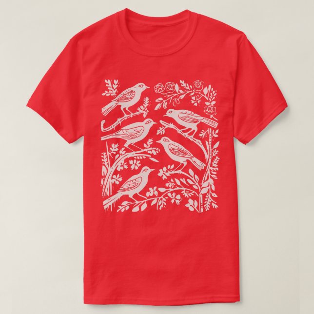Lino Cut Bird 1 T-Shirt (Design Front)