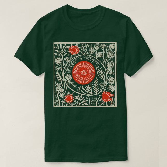 Lino Cut Bird 4 T-Shirt (Design Front)