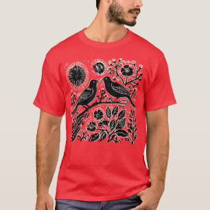 Lino Cut Birds 3 T-Shirt