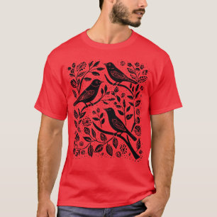 Lino Cut Birds 6 T-Shirt