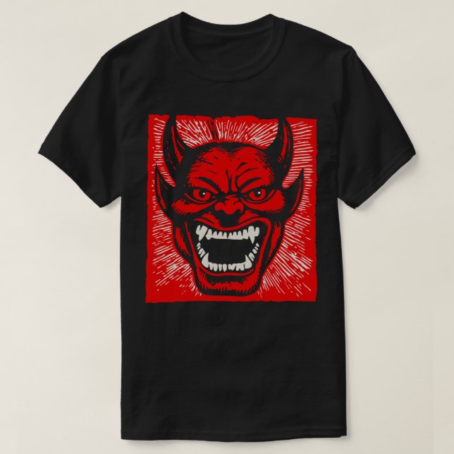 Lino Cut Devil 15 T-Shirt (Design Front)