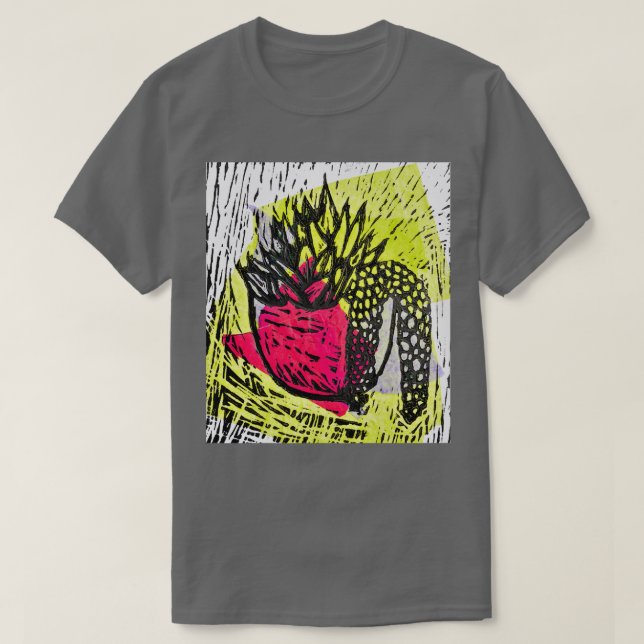 Lino printed succulent 5 T-Shirt (Design Front)