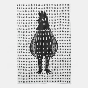 Linocut Chicken Kitchen Towel