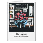 Linocut : Grand homme au compteur de déjeuner par