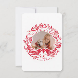 Linocut lovebirds and roses Valentine's Day photo