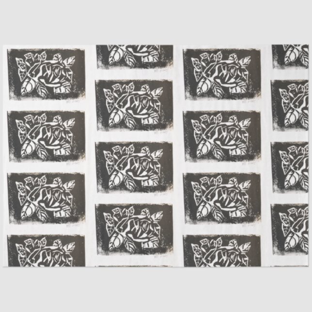 Linocut Rose Tissue Paper (Front)
