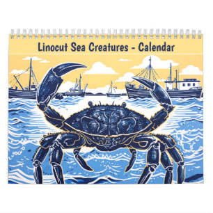 Linocut Sea Creatures Calendar