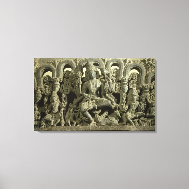 Lintel depicting The Trinity: Siva, Brahma and Vis Canvas Print (Front)