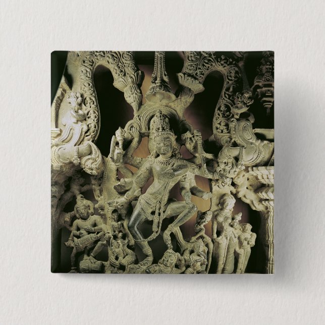 Lintel with Shiva Nataraja, Kakatiya dynasty 2 Inch Square Button (Front)