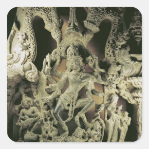 Lintel with Shiva Nataraja, Kakatiya dynasty Square Sticker