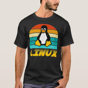 Linu Retro Vintage Tu Penguin Sunset Linu Design T-Shirt