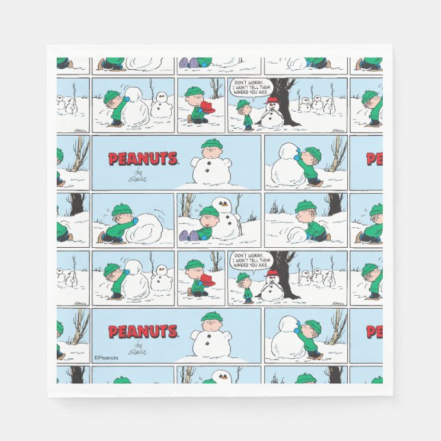 Linus Builds A Snowman Napkin (Front)