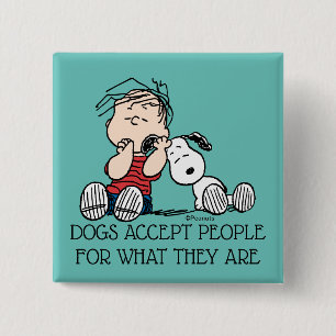 Linus Comforted With Snoopy's Ear 2 Inch Square Button