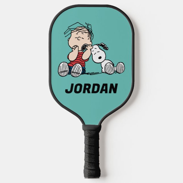 Linus Comforted With Snoopy's Ear | Add Your Name Pickleball Paddle (Front)