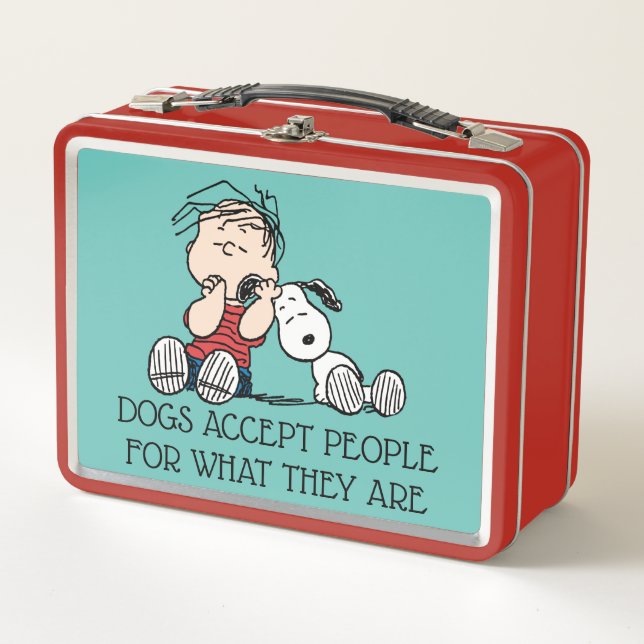 Linus Comforted With Snoopy's Ear Metal Lunch Box (Front)