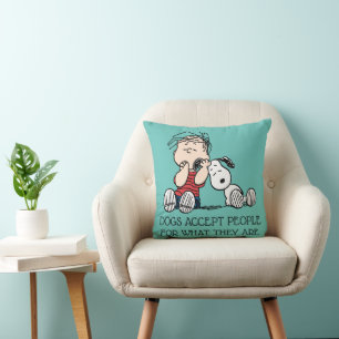 Linus Comforted With Snoopy's Ear Throw Pillow