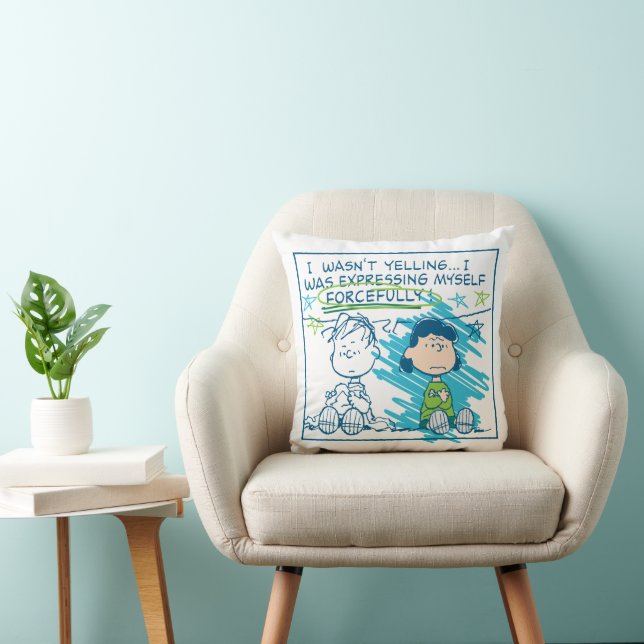 Linus & Lucy "I Wasn't Yelling…" Throw Pillow (Chair)