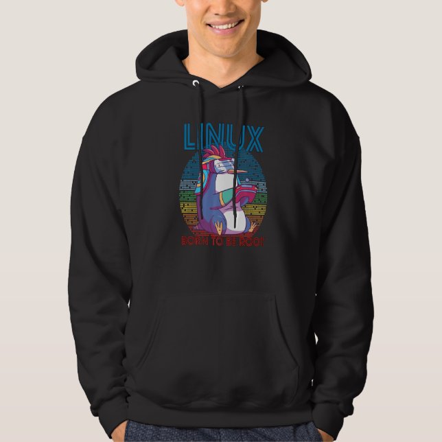 Linux Gamer Penguin Root Party Geek Programmer Adm Hoodie (Front)