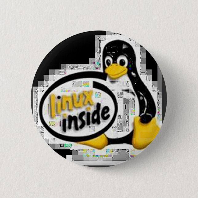 LINUX INSIDE Tux the Linux Penguin Logo 2 Inch Round Button (Front)