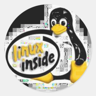 LINUX INSIDE Tux the Linux Penguin Logo Classic Round Sticker