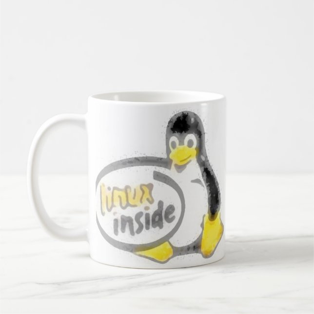 LINUX INSIDE Tux the Linux Penguin Logo Coffee Mug (Left)